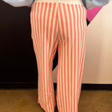 Coral Striped Wide Leg Pants