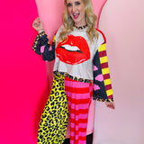 Burnt Toast Wild Animal Neon Half & Half Cropped Pants