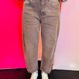 Brown Cropped Barrel Pants