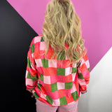HO HO HO Fuzzy Checkered Sweatshirt