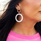 White Threaded Hoop Earrings