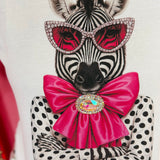 Zebra Rhinestone Brooch Tee
