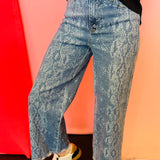 Judy Blue Snake Print Ankle Wide Jeans