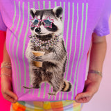 Stripe Racoon Blingy Tee