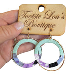 Mint Abstract Double Hoop Earrings