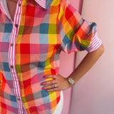 Rainbow Gingham Top