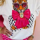 Tiger Rhinestone Brooch Tee