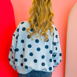 Poppy & Pine Blue Polka Dot Crop Sweatshirt