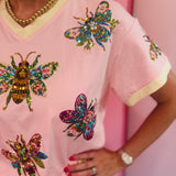Floral Sequin Bee Skort Set