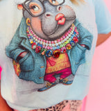 Jewel Collared Hippo Tee (Blue)