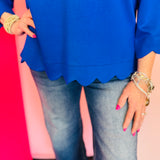 Royal Blue Scallop Top