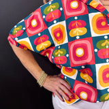 Green Mixed Print Colorblock Top
