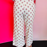 Pink Embroidered Scallop Edge Detail Polka Dot Pants