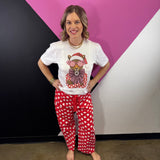 Peppermint Glam Leopard Brooch Tee (White)