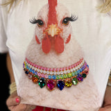 Jewel Collared Chicken Tee (White)