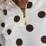 Cream & Brown Polka Dot Pullover