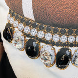 Jewel Collared Black & Clear Football Tee