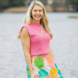 Paperclip Chain & Pearls with Cross Necklace