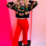 Queen Of Sparkles Black Leopard Cherry Sweatshirt