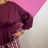 Burgundy Pleated Peplum Top