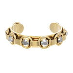 Antique gold crystal cuff bracelet with handcrafted adjustable statement design