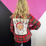 Jolly Santa Rhinestone Flannel Top