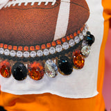 Jewel Collared Orange & Black Football Tee