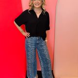Judy Blue Snake Print Ankle Wide Jeans