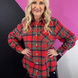 Jolly Santa Rhinestone Flannel Top