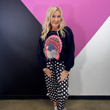 Queen Of Sparkles Black Patchwork Turkey Sweatshirt