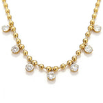 Beaded CZ Drop Necklace with delicate crystal drops and draped design, water resistant stainless steel jewelry for everyday wear and layering.