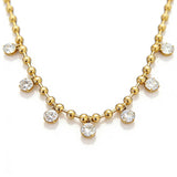 Beaded CZ Drop Necklace with delicate crystal drops and draped design, water resistant stainless steel jewelry for everyday wear and layering.