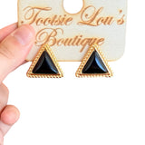 black triangle studs with gold roped design on outer 