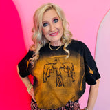 Heather gray bleached tee with leopard phoenix graphic design