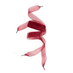 Burgundy chiffon ribbon shoelaces for sneakers.