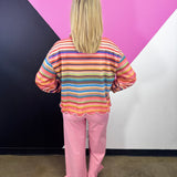 Multicolor Stripe Scalloped Top