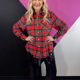 Jolly Santa Rhinestone Flannel Top