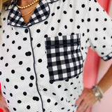 Gingham Polka Dot Ruffle Pajama Set