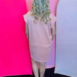 Light Rose Quarter Zipper Mini Dress