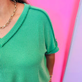 Kelly Green Corded Top