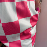 Leopard & Pink Checkered Split Pants