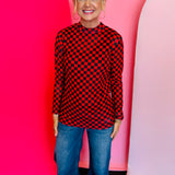 Red & Black Checkered Mesh Top