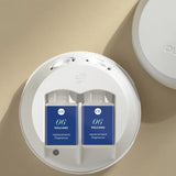 Pura Volcano fragrance refill set with clean, tropical citrus and vanilla scent notes; long-lasting and app-controlled smart home fragrance system.