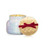 Capri Blue Tinsel & Spice Winter Bazaar Candle in sleek velvety vessel.