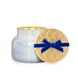 Capri Blue Volcano Artisan Winter Bazaar Signature Candle in decorative glass vessel.