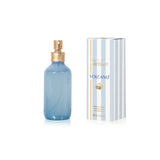 Capri Blue Volcano Caffè Room Spray in blue glass bottle with gold sprayer.
