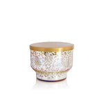 Capri Blue Volcano Mercury Iridescent Inverted Candle in shimmering decorative vessel.