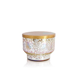 Capri Blue Volcano Mercury Iridescent Inverted Candle in shimmering decorative vessel.