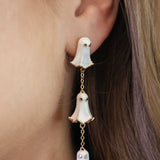 White enamel & gold plated ghost earrings 