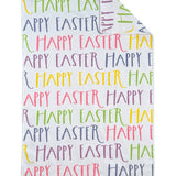 Happy Easter double-sided hand towel with pastel lettering on white background